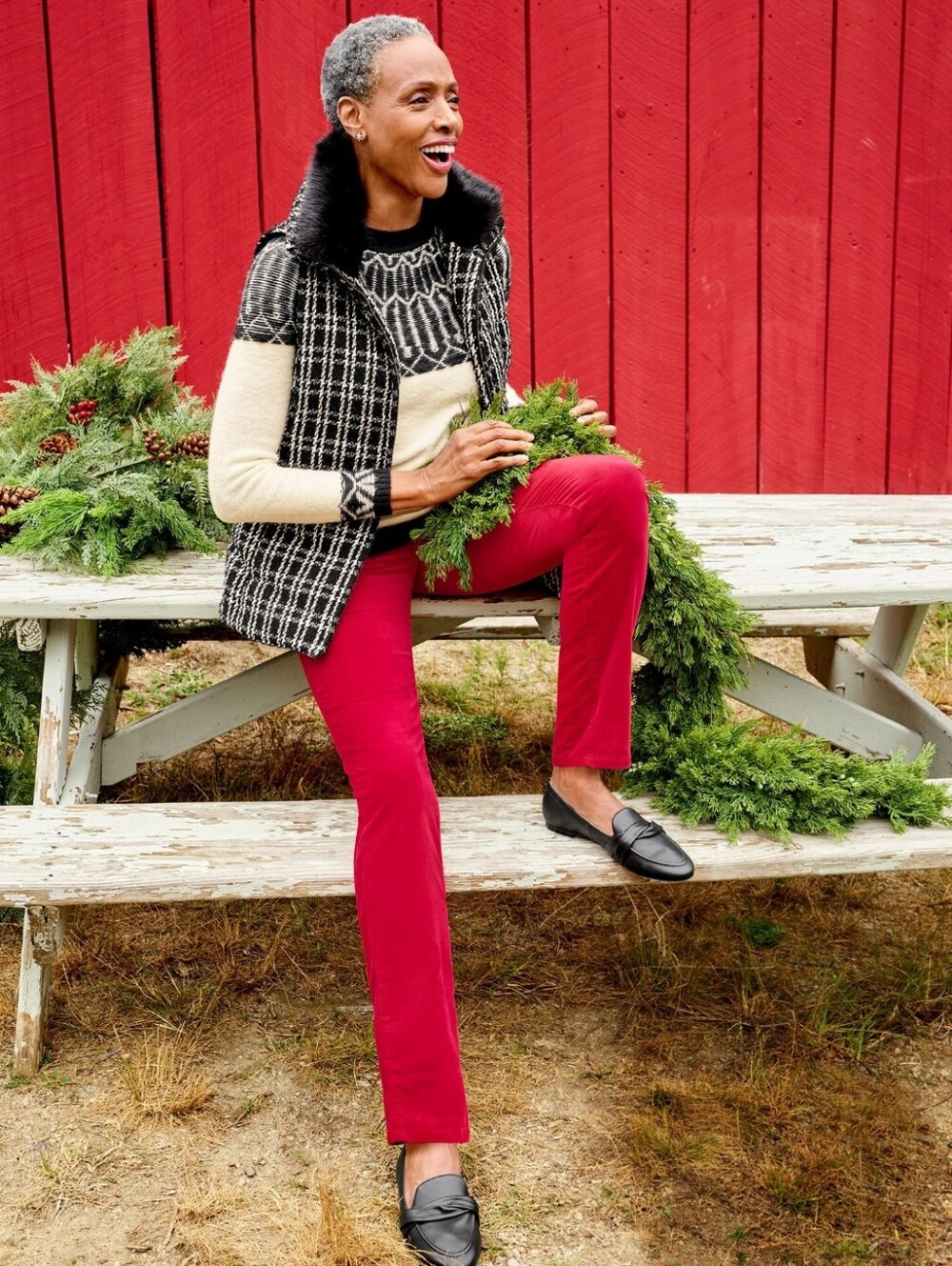 Talbots Red Velveteen Straight Leg Pant, Size 12